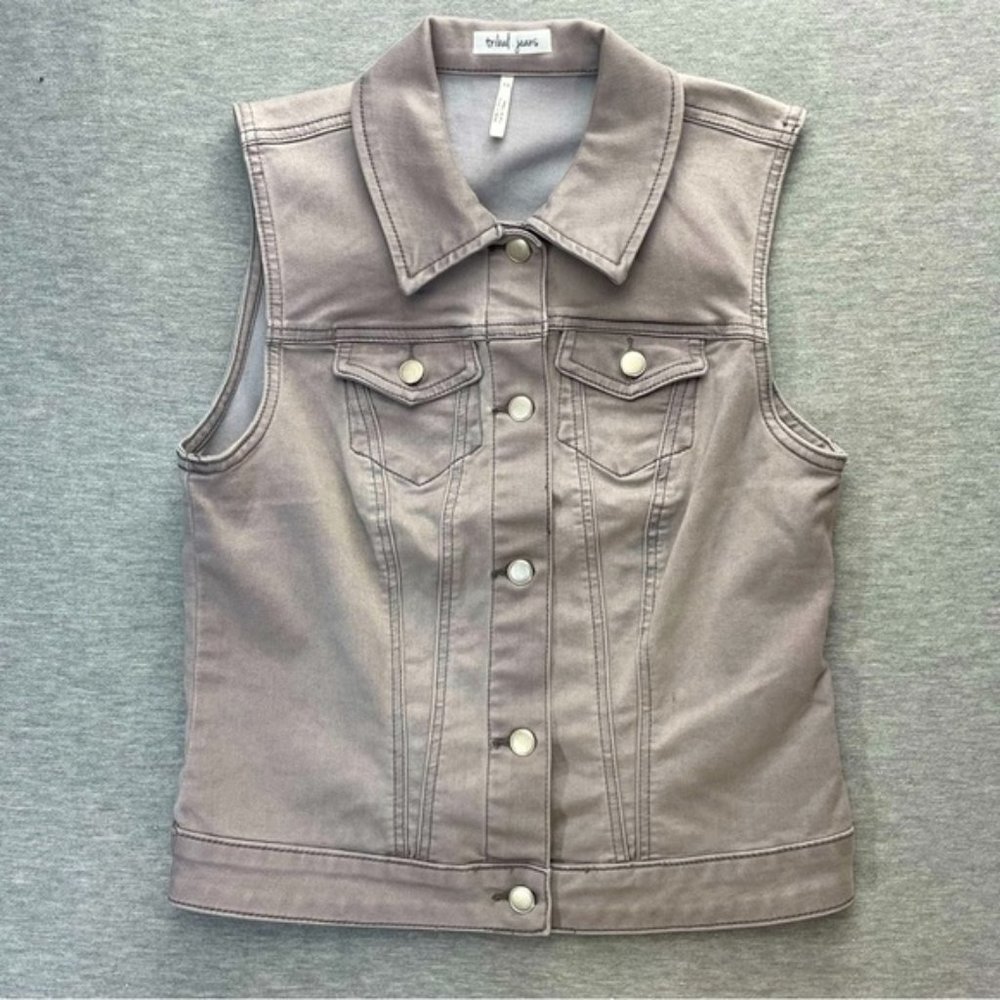 TRIBAL. Jeans Womens Sleeveless Grey Jean Vest Size XS